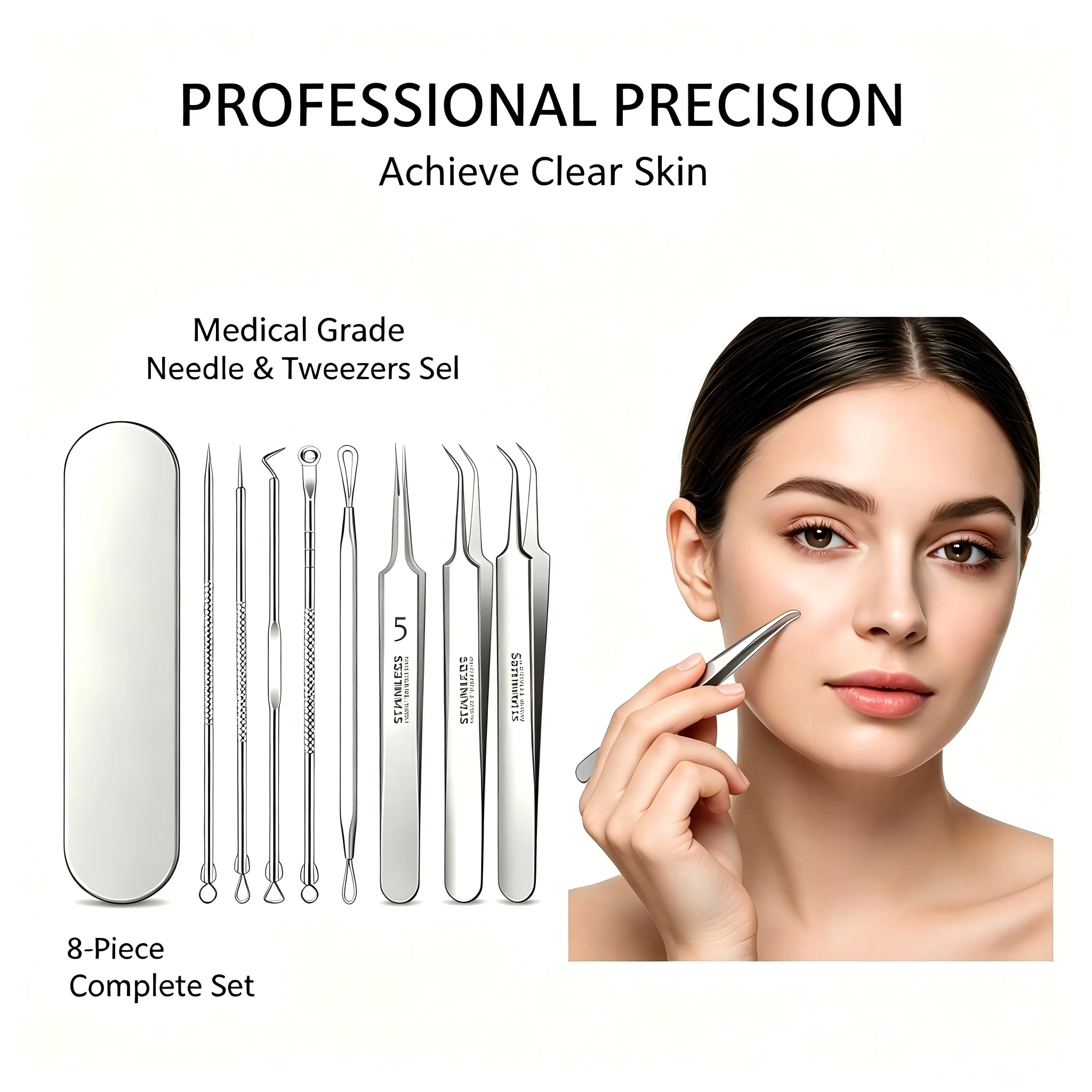 8종 전문 여드름 바늘 및 핀셋 세트 - 스테인리스 스 - Luxury Skincare Acne 리뷰 및 가격